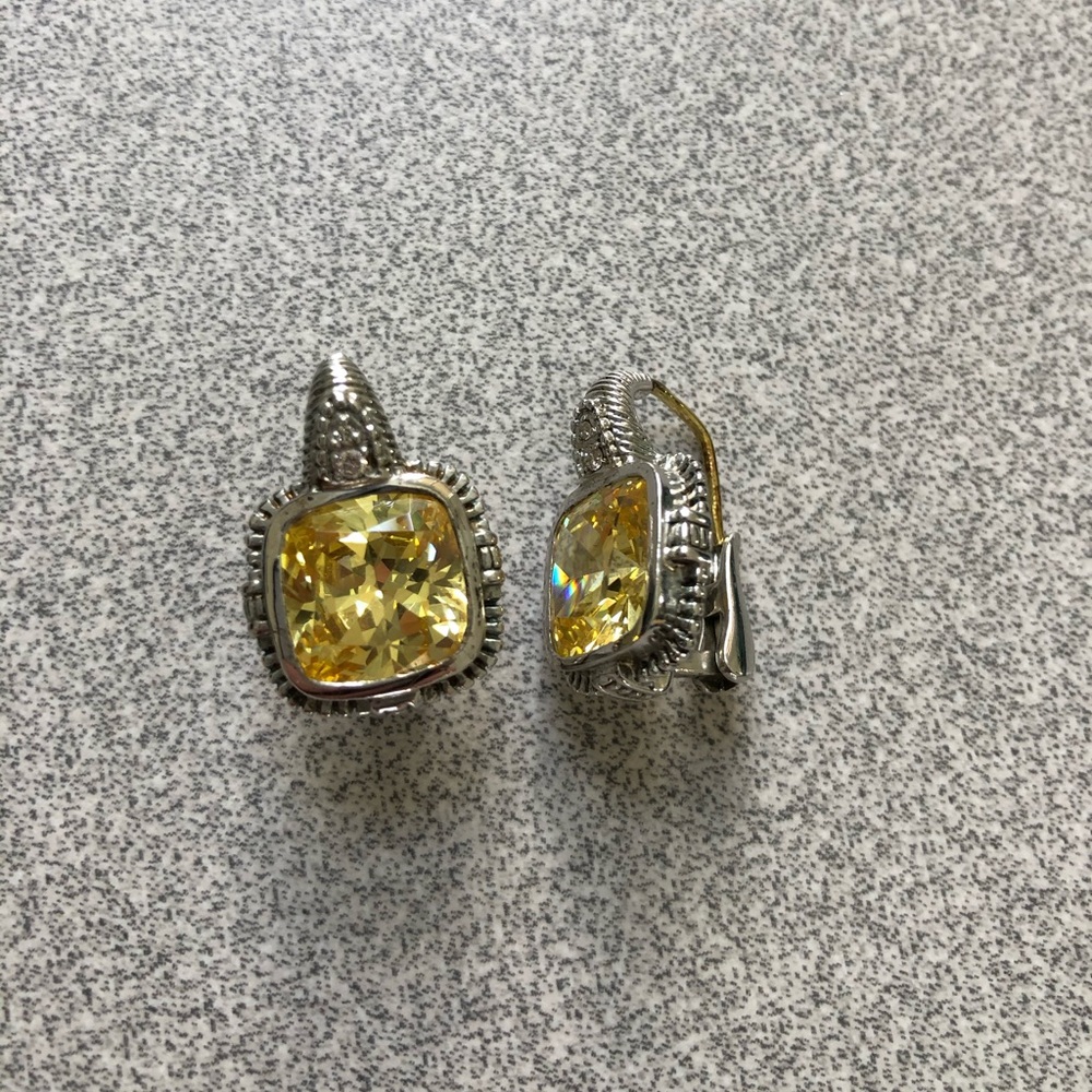 Judith Ripka Canary Earrings w Diamonds